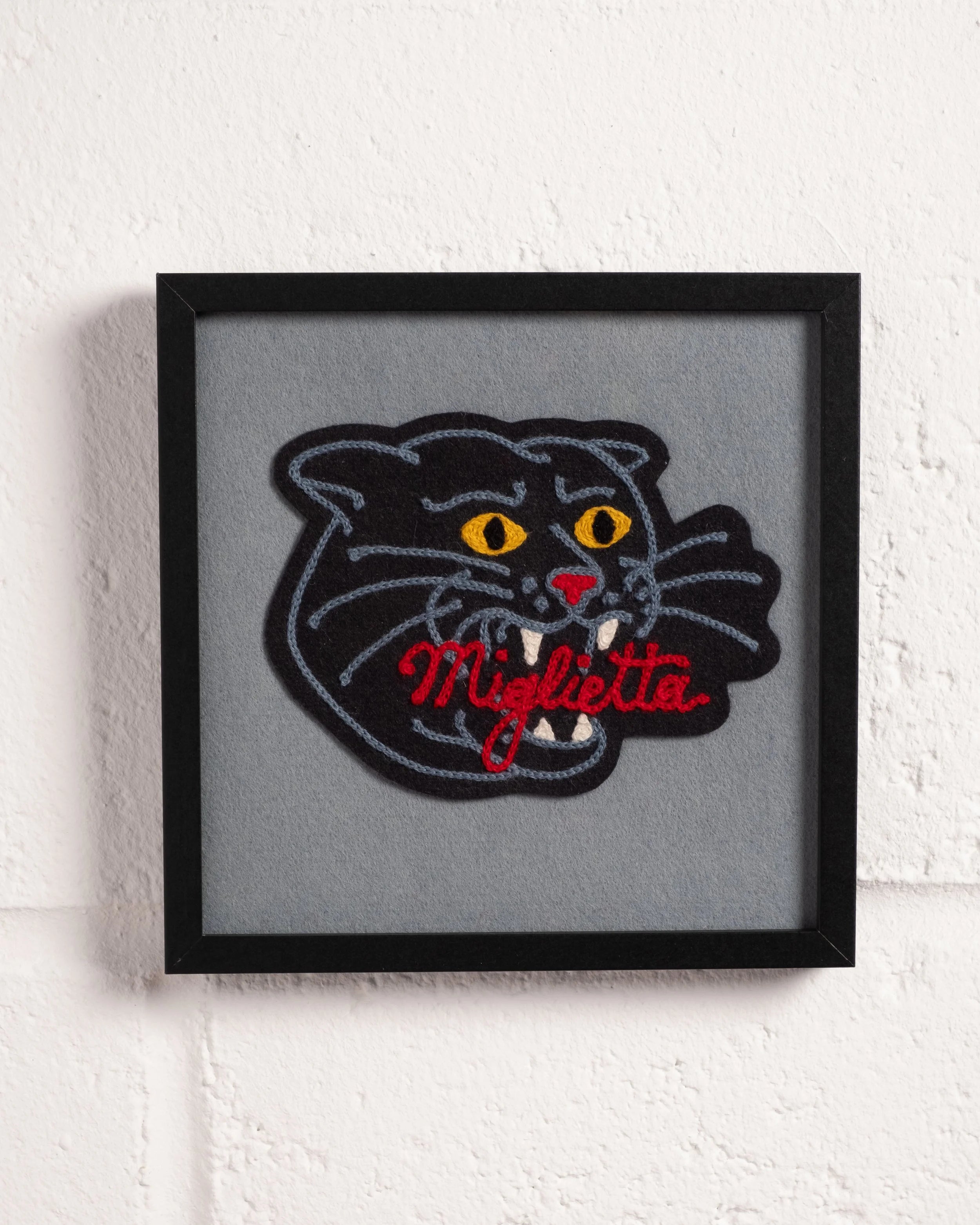 Panther (Black) - Customisable Framed Embroidery