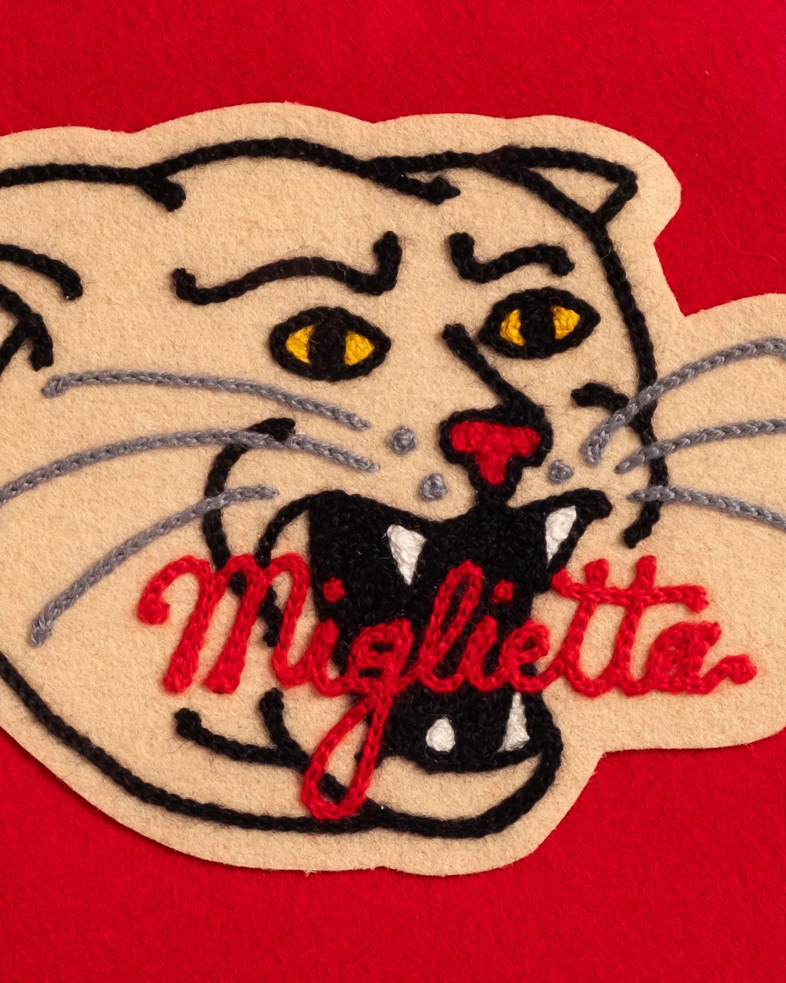 Panther (Cream) - Customisable Framed Embroidery