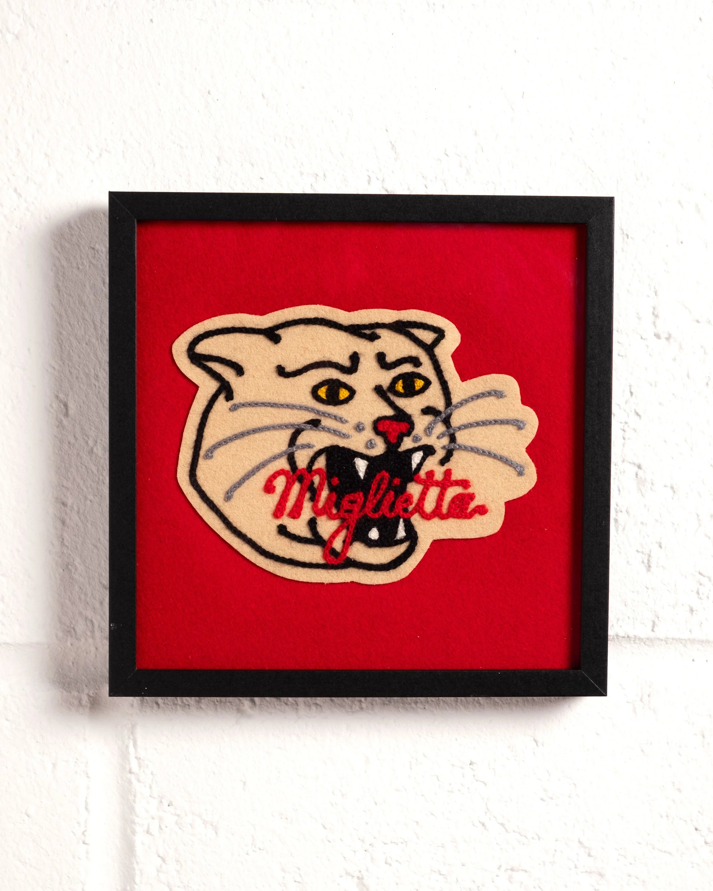 Panther (Cream) - Customisable Framed Embroidery